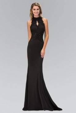 Elizabeth K - GL1356 Lace Illusion Cutout Sheath Gown