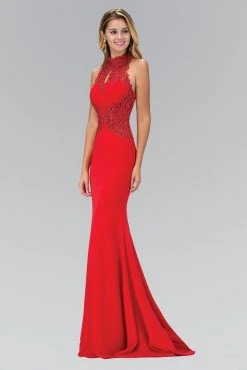 Elizabeth K - GL1356 Lace Illusion Cutout Sheath Gown