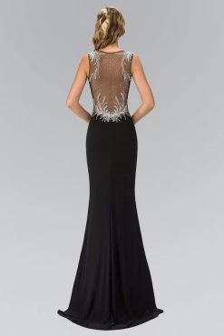 Elizabeth K - GL1358 Jewel-Accented V-Neck Gown