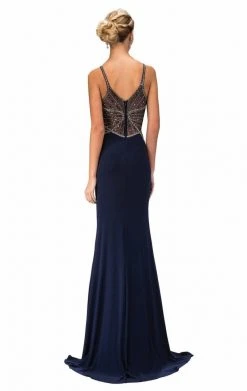 Formal Gowns Elizabeth K - GL1360 Jewel Embellished Spaghetti Strap Jersey Gown