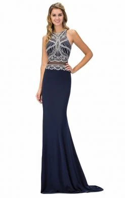 Elizabeth K - GL1362 Beaded Bateau Neckline With Sheer Waist Jersey Gown Formal Gowns 6 Elizabeth K - GL1362 Beaded Bateau Neckline With Sheer Waist Jersey Gown Formal Gowns