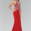 Elizabeth K - GL1362 Beaded Bateau Neckline With Sheer Waist Jersey Gown Formal Gowns 1 Elizabeth K - GL1362 Beaded Bateau Neckline With Sheer Waist Jersey Gown Formal Gowns