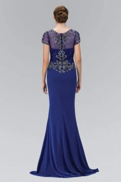 Elizabeth K - GL1370 Short Sleeve V-Neck Jersey Gown