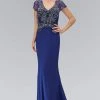 Elizabeth K - GL1370 Short Sleeve V-Neck Jersey Gown 2 Elizabeth K - GL1370 Short Sleeve V-Neck Jersey Gown