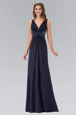 Elizabeth K GL1377 Embellished Ruched V-Neck A-line Dress - 1 Pc Royal Blue In Size XS Available Formal Gowns 10 Elizabeth K GL1377 Embellished Ruched V-Neck A-line Dress - 1 Pc Royal Blue In Size XS Available Formal Gowns