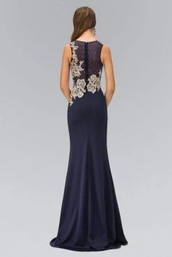 Elizabeth K - GL1381 Embellished Jewel Neck Jersey Gown 6 Elizabeth K - GL1381 Embellished Jewel Neck Jersey Gown