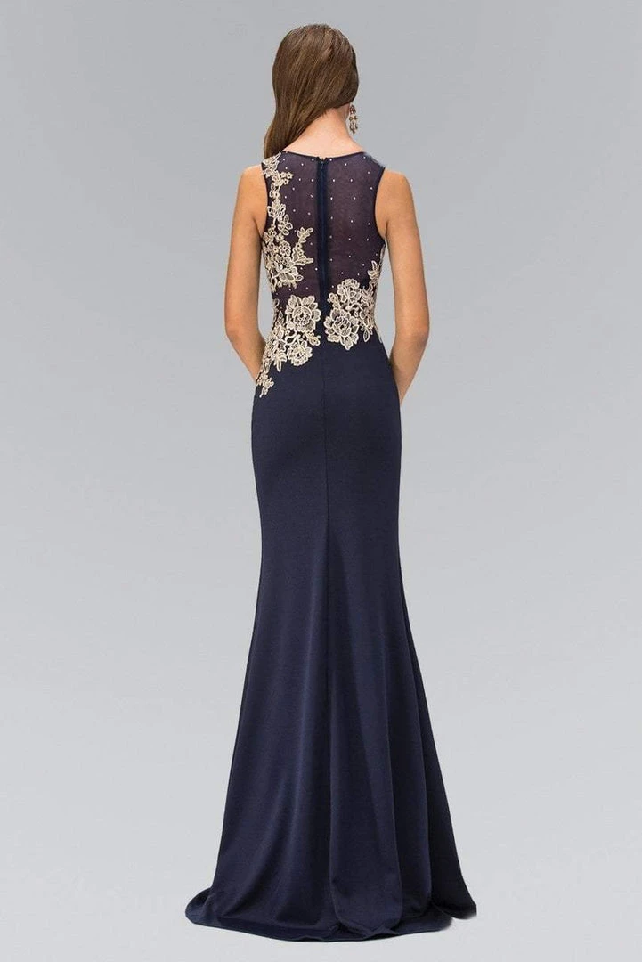 Elizabeth K - GL1381 Embellished Jewel Neck Jersey Gown 4 Elizabeth K - GL1381 Embellished Jewel Neck Jersey Gown