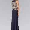 Elizabeth K - GL1381 Embellished Jewel Neck Jersey Gown 1 Elizabeth K - GL1381 Embellished Jewel Neck Jersey Gown