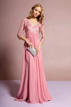 Elizabeth K - GL1397 Lace V-Neck A-Line Gown With Bolero Formal Gowns 14 Elizabeth K - GL1397 Lace V-Neck A-Line Gown With Bolero Formal Gowns