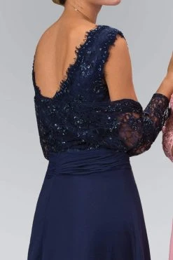 Elizabeth K - GL1397 Lace V-Neck A-Line Gown With Bolero Formal Gowns 13 Elizabeth K - GL1397 Lace V-Neck A-Line Gown With Bolero Formal Gowns