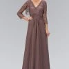 Elizabeth K - GL1397 Lace V-Neck A-Line Gown With Bolero Formal Gowns