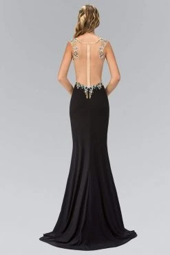 Elizabeth K - GL1402 Illusion Scoop Neckline With Sheer Back Jersey Gown