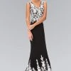 Elizabeth K - GL1408 V-neckline With White Lace Embellished Gown 1 Elizabeth K - GL1408 V-neckline With White Lace Embellished Gown