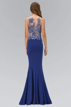Prom Dresses Elizabeth K - GL1413 Illusion Jewel Neckline With Sheer Back Gown