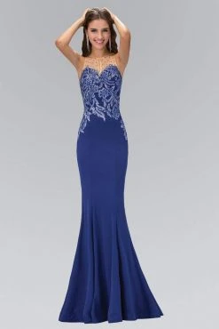 Prom Dresses Elizabeth K - GL1413 Illusion Jewel Neckline With Sheer Back Gown