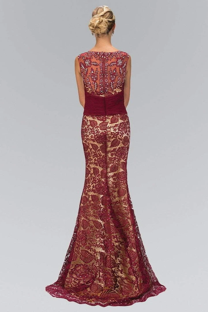 Elizabeth K GL1415 Bejeweled Fitted Illusion Trumpet Gown - 1 Pc Burgundy In Size XL Available Formal Gowns 5 Elizabeth K GL1415 Bejeweled Fitted Illusion Trumpet Gown - 1 Pc Burgundy In Size XL Available Formal Gowns