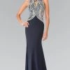 Elizabeth K - GL1473 Embellished Halter Neckline Jersey Gown 1 Elizabeth K - GL1473 Embellished Halter Neckline Jersey Gown