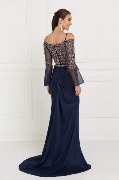 Elizabeth K - GL1500 Two Piece Sheer Dress With Bell Sleeves