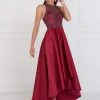 Elizabeth K - GL1501 Jewel Embellished Mikado High Low Dress