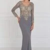Formal Gowns Elizabeth K - GL1502 Jewel Embellished Long Sleeves Fitted Dress 1 Formal Gowns Elizabeth K - GL1502 Jewel Embellished Long Sleeves Fitted Dress