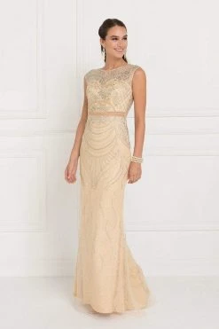 Formal Gowns Elizabeth K - GL1503 Sheer Lace Embellished Evening Gown