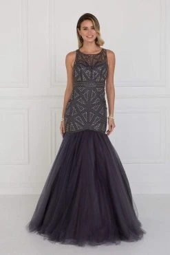 Formal Gowns Elizabeth K - GL1510 Sleeveless Fitted Tulle Trumpet Gown