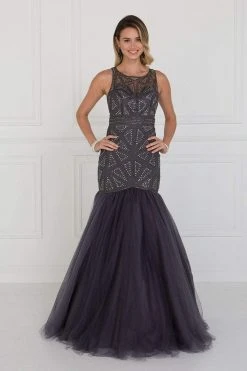Formal Gowns Elizabeth K - GL1510 Sleeveless Fitted Tulle Trumpet Gown