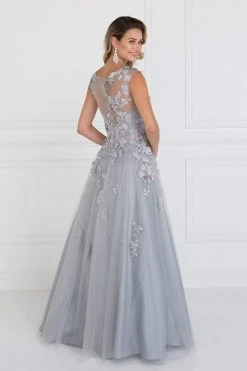 Formal Gowns Elizabeth K - GL1517 Floral Embroidered Cap Sleeves Gown