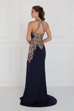 Elizabeth K - GL1519 Jeweled Gilt Lace High Halter Gown Formal Gowns 11 Elizabeth K - GL1519 Jeweled Gilt Lace High Halter Gown Formal Gowns