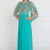 Formal Gowns Elizabeth K - GL1527 Chiffon Dress With Embroidered Cape Sleeves