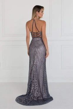 Elizabeth K - GL1546 Embellished Deep V-neck Sheath Dress Formal Gowns 10 Elizabeth K - GL1546 Embellished Deep V-neck Sheath Dress Formal Gowns