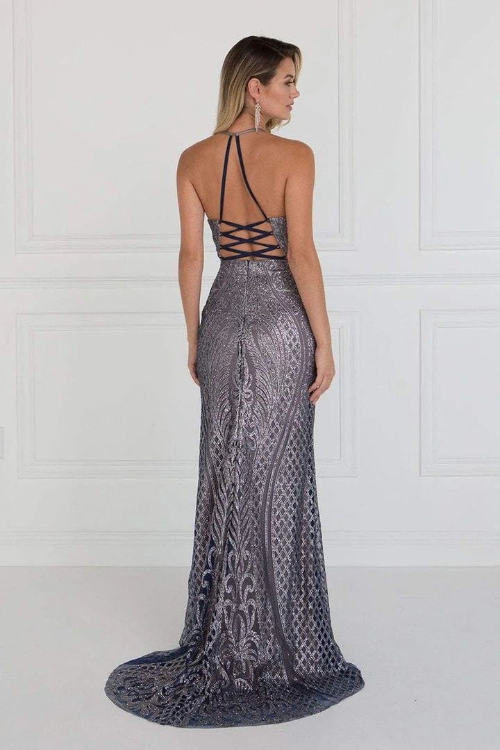 Elizabeth K - GL1546 Embellished Deep V-neck Sheath Dress Formal Gowns 6 Elizabeth K - GL1546 Embellished Deep V-neck Sheath Dress Formal Gowns