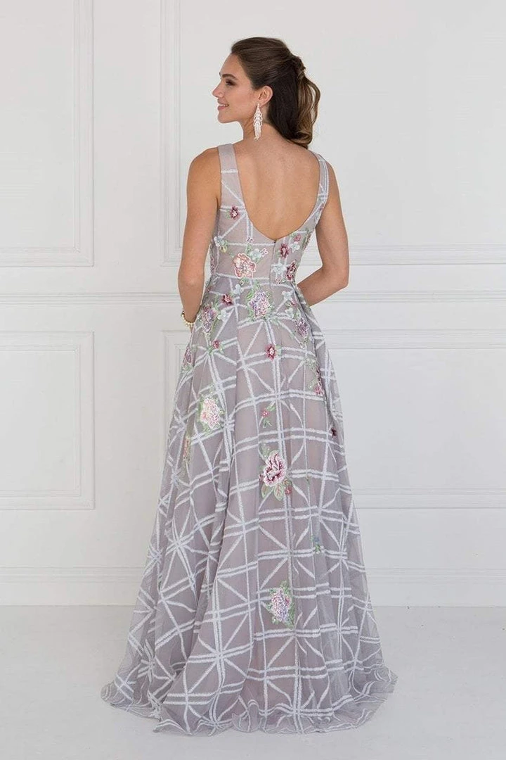Elizabeth K - GL1550 Floral Embroidered Lattice Tulle A-Line Gown Formal Gowns 5 Elizabeth K - GL1550 Floral Embroidered Lattice Tulle A-Line Gown Formal Gowns