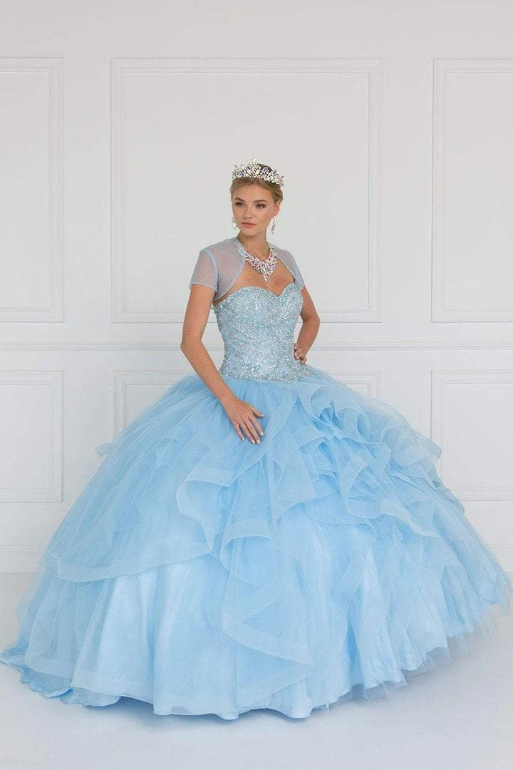 Formal Gowns Elizabeth K - GL1551 Jeweled Sweetheart Ruffled Ballgown With Bolero 3 Formal Gowns Elizabeth K - GL1551 Jeweled Sweetheart Ruffled Ballgown With Bolero