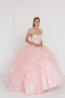 Formal Gowns Elizabeth K - GL1551 Jeweled Sweetheart Ruffled Ballgown With Bolero 8 Formal Gowns Elizabeth K - GL1551 Jeweled Sweetheart Ruffled Ballgown With Bolero