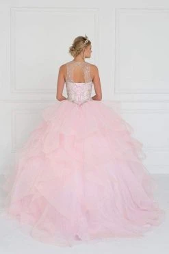 Elizabeth K - GL1553 Bejeweled Ruffled Ballgown With Sheer Bolero 7 Elizabeth K - GL1553 Bejeweled Ruffled Ballgown With Sheer Bolero