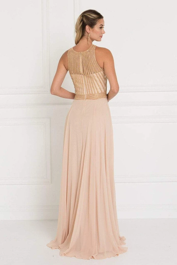 Formal Gowns Elizabeth K - GL1563 Gilded Illusion Halter Chiffon A-line Dress 4 Formal Gowns Elizabeth K - GL1563 Gilded Illusion Halter Chiffon A-line Dress