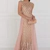 Formal Gowns Elizabeth K - GL1577 Embellished Illusion Bateau Dress With Overlay 2 Formal Gowns Elizabeth K - GL1577 Embellished Illusion Bateau Dress With Overlay
