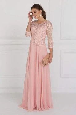 Elizabeth K - GL1580 Quarter Sleeve Jeweled Soutache Illusion Gown Formal Gowns 10 Elizabeth K - GL1580 Quarter Sleeve Jeweled Soutache Illusion Gown Formal Gowns