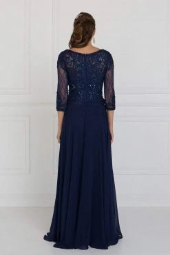 Elizabeth K - GL1580 Quarter Sleeve Jeweled Soutache Illusion Gown Formal Gowns 8 Elizabeth K - GL1580 Quarter Sleeve Jeweled Soutache Illusion Gown Formal Gowns