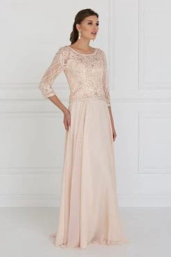 Elizabeth K - GL1580 Quarter Sleeve Jeweled Soutache Illusion Gown Formal Gowns 11 Elizabeth K - GL1580 Quarter Sleeve Jeweled Soutache Illusion Gown Formal Gowns