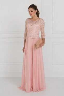 Elizabeth K - GL1580 Quarter Sleeve Jeweled Soutache Illusion Gown Formal Gowns 9 Elizabeth K - GL1580 Quarter Sleeve Jeweled Soutache Illusion Gown Formal Gowns