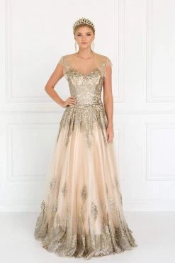 Elizabeth K - GL1590 Embellished Ballgown With Sheer Bolero Formal Gowns