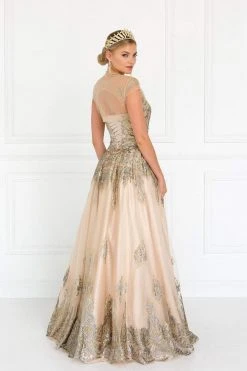 Elizabeth K - GL1590 Embellished Ballgown With Sheer Bolero Formal Gowns