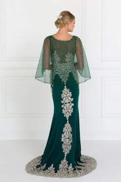 Formal Gowns Elizabeth K - GL1595 Embroidered Bateau Jersey Trumpet Dress