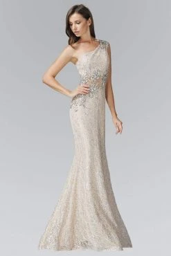 Formal Gowns Elizabeth K - GL2007 Asymmetrical Lace Sheath Gown