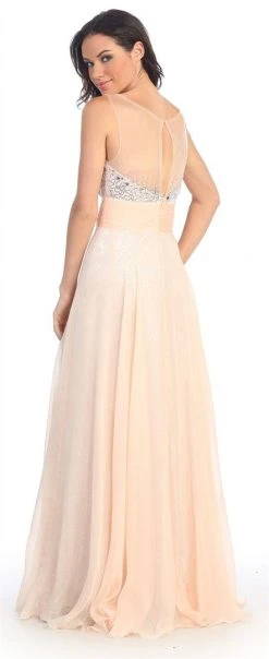 Formal Gowns Elizabeth K - GL2014 Sequined Bateau Neck A-Line Gown