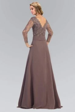 Elizabeth K - GL2015 Lace V-Neck Long Sleeve Gown Formal Gowns
