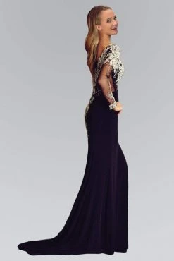 Formal Gowns Elizabeth K - GL2038 One Sleeve With Embellishment Jersey Gown 6 Formal Gowns Elizabeth K - GL2038 One Sleeve With Embellishment Jersey Gown
