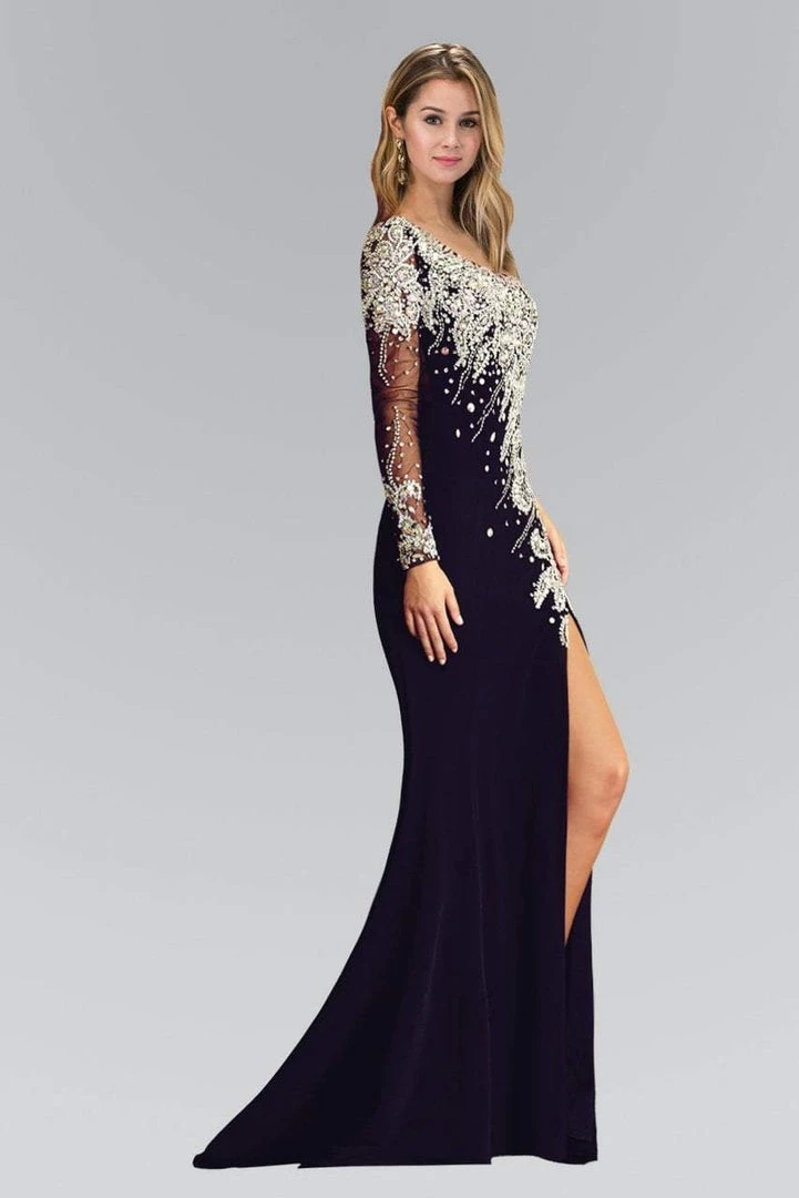 Formal Gowns Elizabeth K - GL2038 One Sleeve With Embellishment Jersey Gown 3 Formal Gowns Elizabeth K - GL2038 One Sleeve With Embellishment Jersey Gown